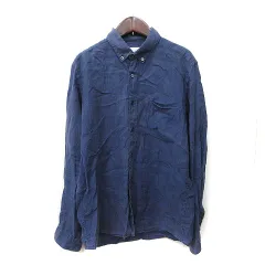 グリーンレーベルリラクシング ユナイテッドアローズ green label relaxing シャツ ボタンダウン 長袖 麻 リネン L 紺 ネイビー /YI