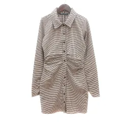 ザラ ZARA ワンピース ミニ 千鳥格子 長袖 S ベージュ /MN