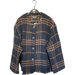 ZK8 johnbranigan ジョン ブラニガン　Vネックジャケット  ツイード アウター チェック キャメル  ブラウン 茶系