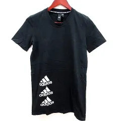 アディダス adidas カットソー Tシャツ Uネック 半袖 M 黒 ブラック /RT ●RY