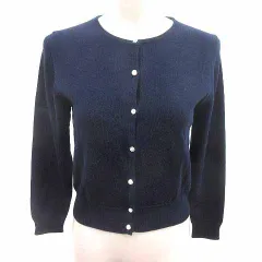 エフデ ef-de カーディガン ニット 長袖 ウール 9 M 紺 ネイビー /YK