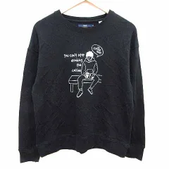 チャオパニック CIAOPANIC Tシャツ カットソー クルーネック プリント 長袖 M 黒 ブラック /YK