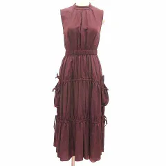 スナイデル SNIDEL ワンピース フレア ロング ノースリーブ 1 S 赤 ボルドー レッド /YK