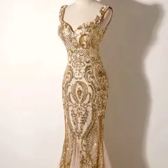 スパンコールの美しい マーメイド イブニングドレス