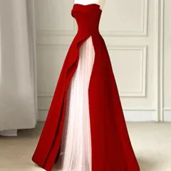 シンプルオシャレなバイカラー ベアイブニングドレス?.?