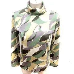 スピック&スパン Spick&Span カットソー タートルネック 長袖 総柄 緑 グリーン /RT