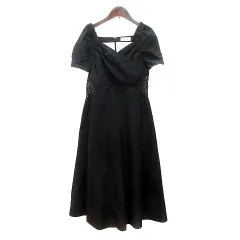 ノエラ Noela ワンピース ロング レース 半袖 切替 黒 ブラック /MN