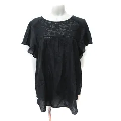 スタディオクリップ Studio Clip シャツ ブラウス プルオーバー 半袖 レース L 黒 ブラック /YI