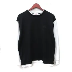 コンバース CONVERSE Tシャツ カットソー フェイクレイヤード 長袖 L 黒 ブラック 白 ホワイト /YIのサムネイル