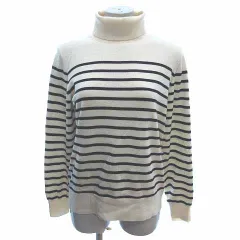 ロペピクニック ROPE Picnic ニット カットソー タートルネック ボーダー 長袖 38 M アイボリー 白 ホワイト 黒 ブラック /YK