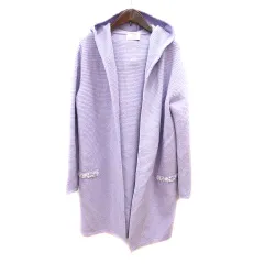 レディ Rady カーディガン ニット ロング フード ビジュー F 赤紫 ラベンダー /MN