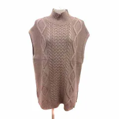 ニコアンド Niko and.. ワンピース チュニック ニット ハイネック ケーブル フレンチスリーブ 茶 ブラウン /YK ■MO