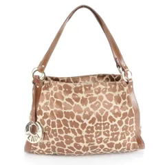 極美品 フェンディ レオパード 柄 8BR652-AO8 レザー ナイロン トート バッグ 肩掛け ショルダー ハンド レディース RUM DF24-8【中古】