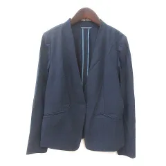 グリーンレーベルリラクシング ユナイテッドアローズ green label relaxing ジャケット ノーカラー 長袖 38 紺 ネイビー /MS