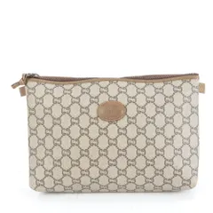 美品 グッチ GG プラス レザー セカンドバッグ クラッチ ポーチ 通勤 ビジネス 本革 ブラウン 茶色 メンズ ECM DF37-3【中古】