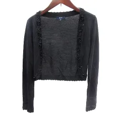 ロペ ROPE ニット カーディガン ボレロ スパンコール ビーズ 長袖 M 黒 ブラック /AU