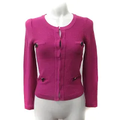 エフデ ef-de カーディガン ニット 長袖 ウール 9 M 紫 パープル /YI ■MO