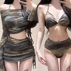 水着 レディース セパレート ビキニ 四点セット 長袖 カバーアップ スリム 防晒