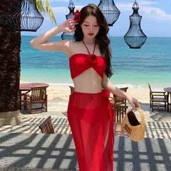 水着 レディース セパレート ビキニ 三点セット スカート風 無地    セクシー スリム