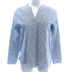 ユナイテッドアローズ A DAY IN THE LIFE UNITED ARROWS カットソー スリットネック 長袖 ストライプ 長袖 紺 ネイビー /AU