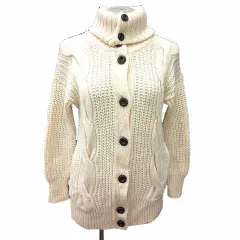 自由区 オンワード樫山 ニット セーター タートルネック ケーブル 長袖 ウール アルパカ混 38 M アイボリー 白 ホワイト /YK