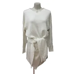 フレイアイディー FRAY I.D ワンピース ひざ丈 ニット カシミヤ混 ウエストマーク 長袖 F 白 ホワイト /MS