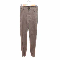 ザラ ZARA スキニーパンツ フェイクレザー 合成皮革 裏起毛 XS 茶 ブラウン /YK