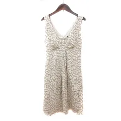 マークバイマークジェイコブス MARC by MARC JACOBS ワンピース ミニ 総柄 ノースリーブ 絹 シルク 0 XS 白 アイボリー /MN