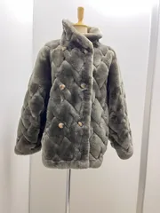 大きいサイズ　エンバ　シェアードミンク　コート　毛皮　花柄　総柄　グレー　L相当 楽天市場】ミンク毛皮コート embaの通販