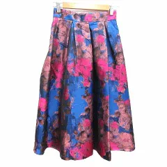 ローズバッド ROSE BUD フレアスカート ロング 総柄 F 青 ブルー ピンク ベージュ /YK