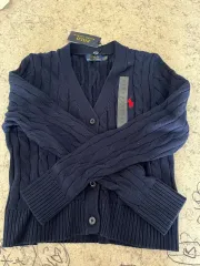 ポロラルフローレン ニットカーディガン クロップドニットカーディガン ネイビー ウィメンズ