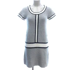 プロポーション ボディドレッシング PROPORTION BODY DRESSING ワンピース ひざ丈 Uネック パイピング 半袖 2 S グレー /AU