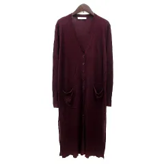 ザラ ZARA KNIT カーディガン ニット ロング M 赤紫 ボルドー /MN