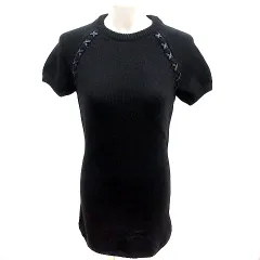 ザラ ZARA ワンピース ニット タイト ひざ丈 半袖 M 黒 ブラック /RT