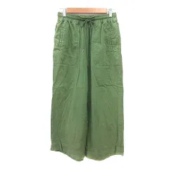 グローバルワーク GLOBAL WORK ワイドパンツ 麻混 リネン混 M 緑 グリーン /MN