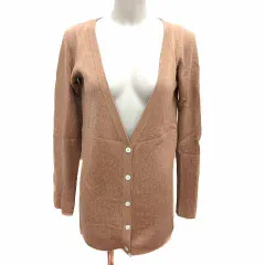 アダムエロペ Adam et Rope' ロングカーディガン ニット Vネック 長袖 アンゴラ混 カシミヤ混 38 M ベージュ /YK