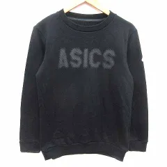アシックス asics トレーナー スウェット 裏起毛 ロゴプリント 長袖 M 黒 ブラック /YK