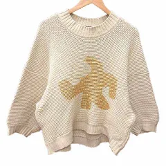 メルシーボークー mercibeaucoup ニット セーター プリント 長袖 3 L アイボリー 白 ホワイト /YKのサムネイル
