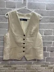 【B2-77】◇ZARA    サイズM    ベスト　ベージュ    無地