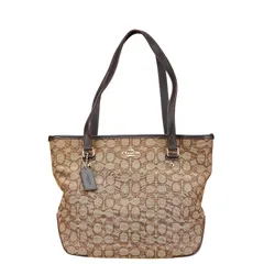 コーチ シグネチャー ハンドバッグ トートバッグ F58282 ブラウン キャンバス レザー レディース COACH【1-0187366】