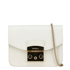 フルラ メトロポリス チェーン 斜め掛け ミニショルダーバッグ ホワイト レザー レディース Furla【1-0188457】
