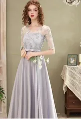 送料無料 未使用 発表会 結婚式 舞台衣装 エレガント ドレス 9号 M (OPN1151)