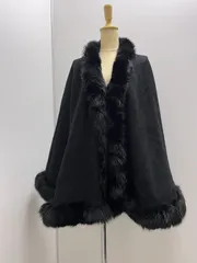 カシミヤケープマント ポンチョ フォックスファー c25123019