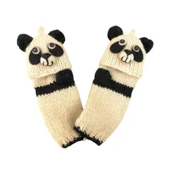 手編みネパール製・2WAYハンドウォーマー・パンダ