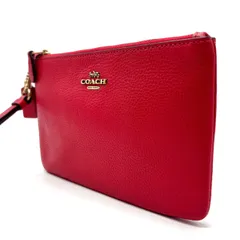 【良品】 coach read  leather porch second bag ladies unisex gold logo コーチ ポーチ