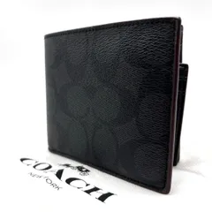 【良品】 COACH Y2K  signature black pvc leather compact wallet unisex コーチ 二つ折り財布