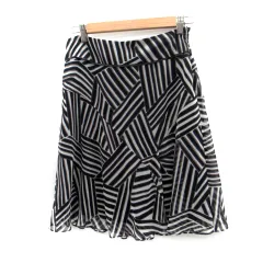 アンタイトル UNTITLED フレアスカート ひざ丈 総柄 3 マルチカラー 紺 ネイビー 黒 ブラック /SM36