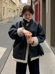 レザージャケット ムートンジャケット 裹ボア レディース アウター ライダースジャケット ムートンコート 長袖