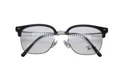 極美品 Ray-Ban レイバン スクエア メガネ RB7216F プラスチック クリア 55□20 145 ブラック シルバー金具 中古 4b010753
