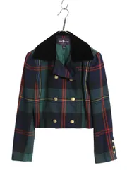 USA製 パープルレーベル ラルフローレン ダブルブレスト テーラード ジャケット レディース M ポロ チェック ウール ブレザー ショート丈 